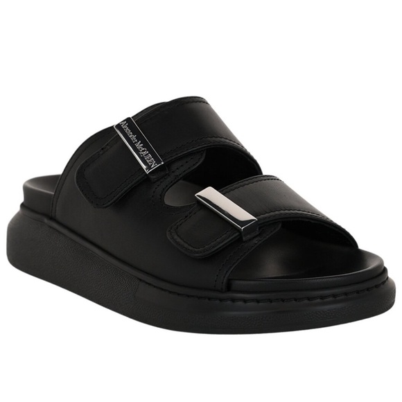 NEW Alexander McQueen Black Chunky Leather Sandals - Picture 1 of 6